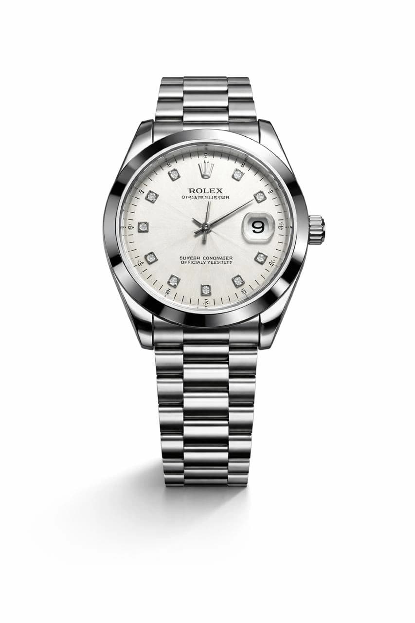Rolex Oyster Perpetual Jubilee Watch – Gold Dial & Diamond Bezel