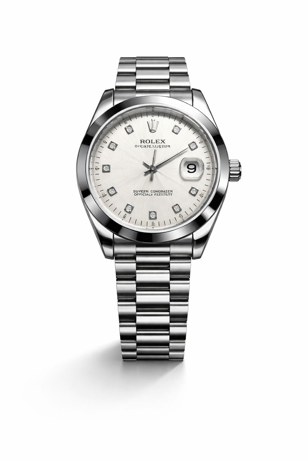 Luxury Silver Chain Watch – Diamond Dial Inspired by Rolex